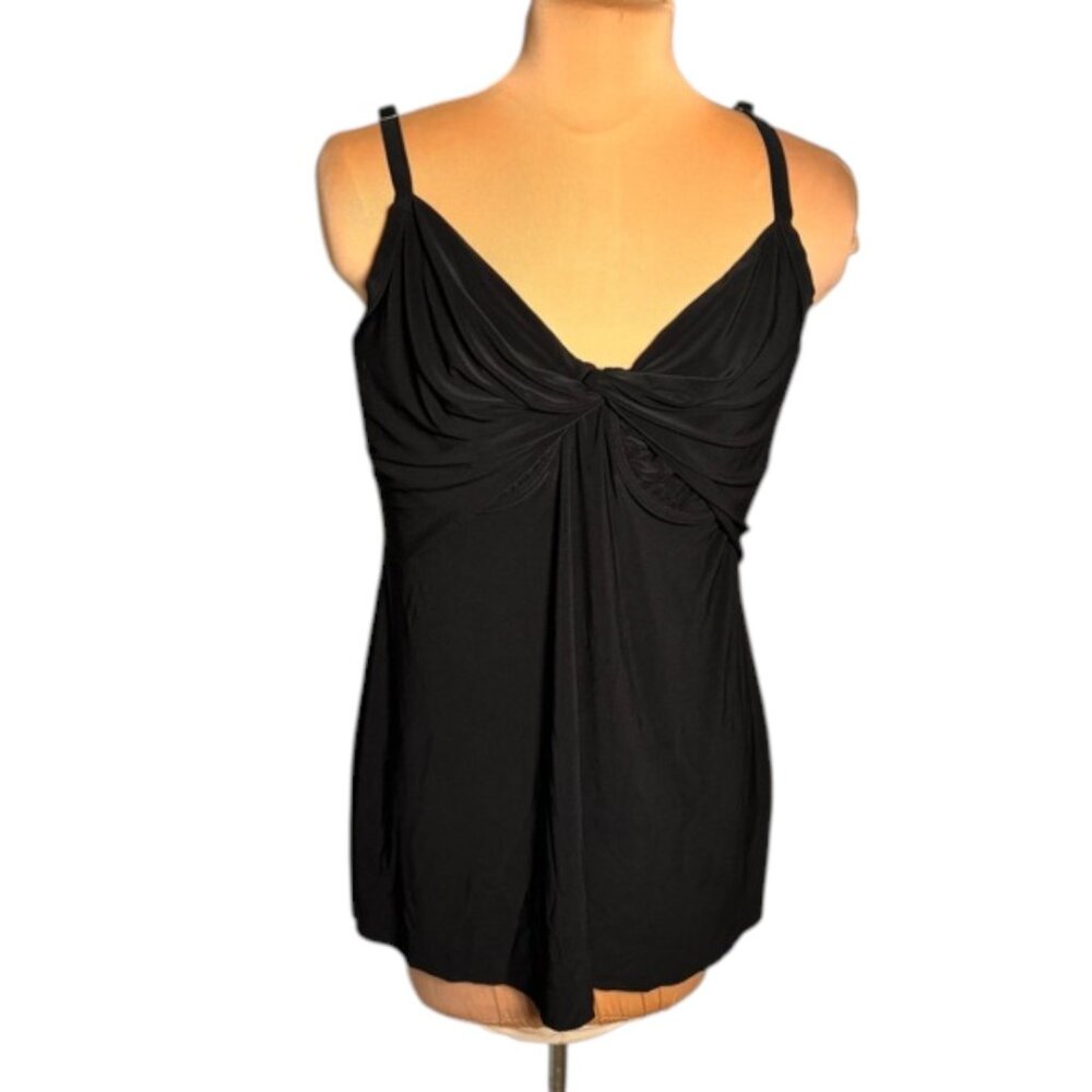 Miraclesuit Black Slimming Tankini Swim Top Built-In Bra Ruched Women's